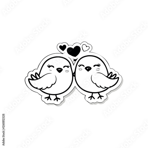 Black Silhouette Valentin's day love bird vector