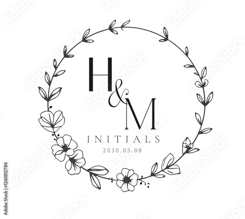 HM Typography Initial Letter Brand Logo, HM brand logo, HM monogram Wedding logo, abstract logo design