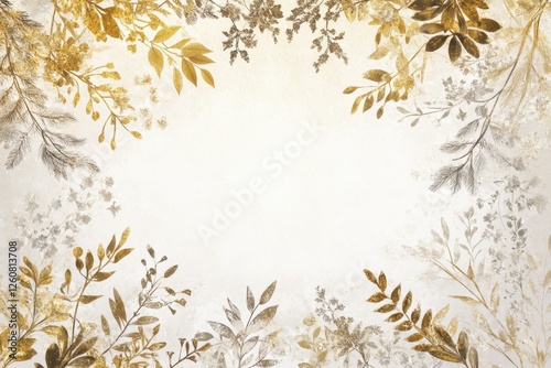 Elegant floral design elements create a serene backdrop filled with gold and silver hues, perfect for artistic projects and celebrations