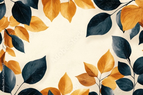 Autumn leaves create a vibrant border framing a soft, neutral background ideal for artistic and creative projects