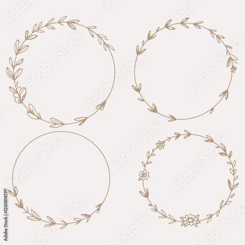 Set of gold laurels frames branches. Vintage laurel wreaths collection. Hand drawn vector laurel leaves decorative elements. Leaves, swirls, ornate, award, icon. Vector illustration.
