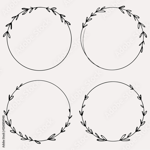 Set of black laurels frames branches. Vintage laurel wreaths collection. Hand drawn vector laurel leaves decorative elements. Leaves, swirls, ornate, award, icon. Vector illustration.