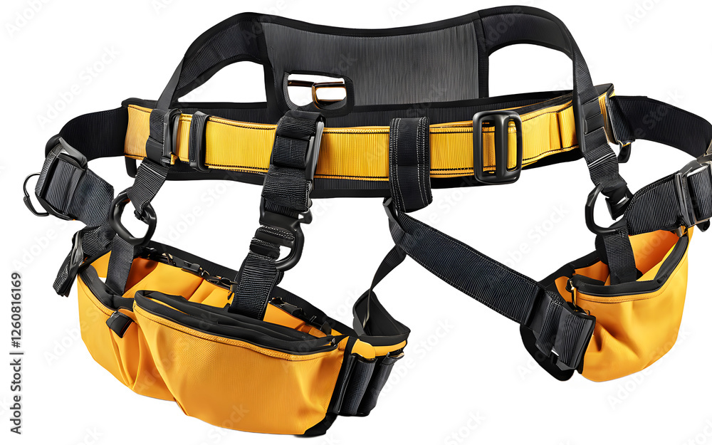 A construction worker’s safety harness with sturdy straps, isolated on a empty plain background A construction worker’s safety harness with sturdy straps, isolated on a empty plain background