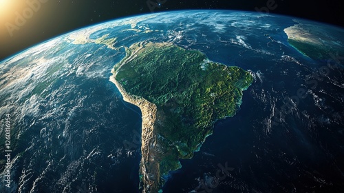 Close up of the Earth with the continent of South America in the foreground