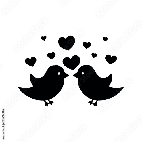 Black Silhouette Valentin's day love bird vector