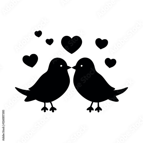 Black Silhouette Valentin's day love bird vector