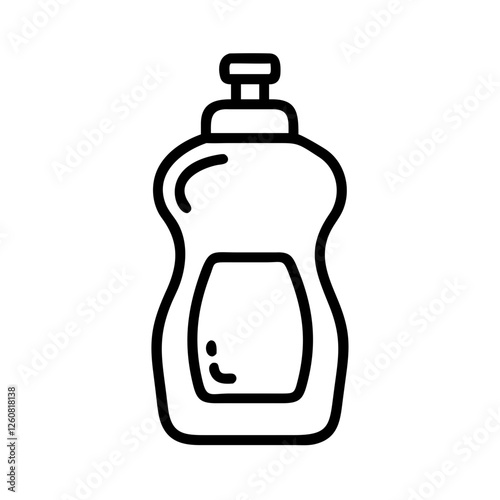 Line art dishwashing liquid bottle icon on transparent background for cleaning concepts