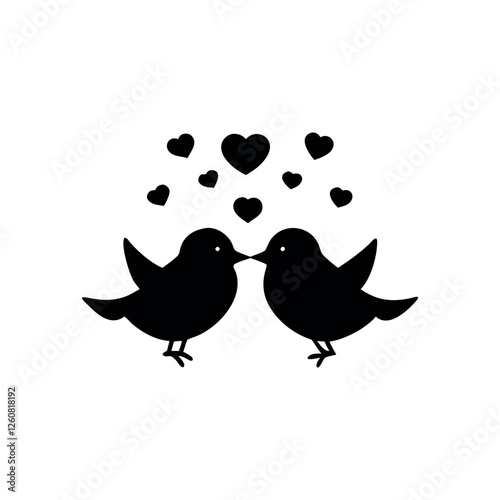 Black Silhouette Valentin's day love bird vector