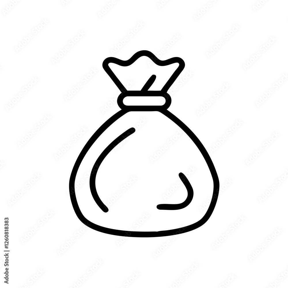 Trash bag icon on transparent background, cleaning concept