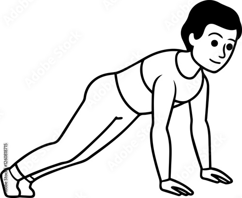 push up pose outline vector illustration