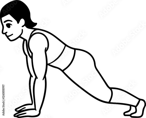 push up pose outline vector illustration