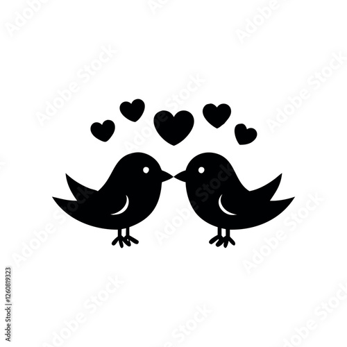 Black Silhouette Valentin's day love bird vector