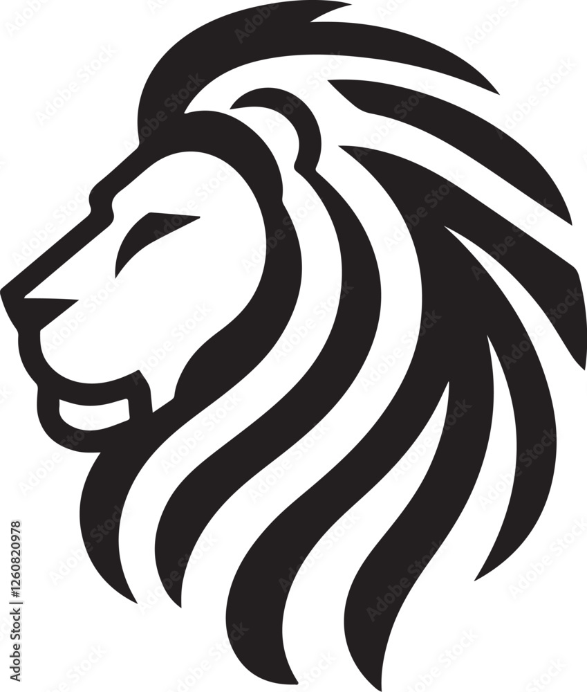 Fototapeta premium Lion head silhouette vector art illustration 