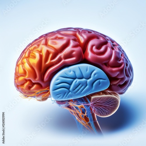 Detailed Close-Up of the Human Brain Highlighting the Cerebral Cortex and Sulci