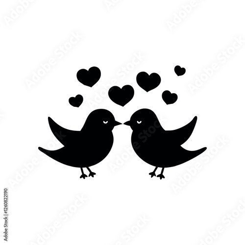Black Silhouette Valentin's day love bird vector