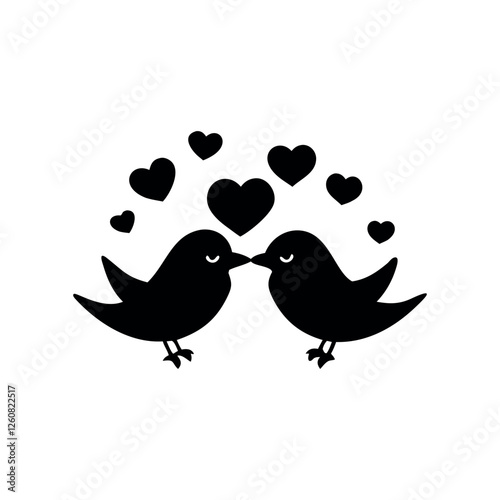 Black Silhouette Valentin's day love bird vector