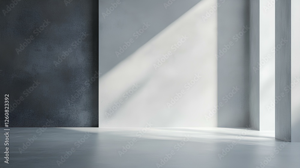 empty room with white and gray walls with sunlight reflection from the window. empty white room empty room with white and gray walls with sunlight reflection from the window. empty white room