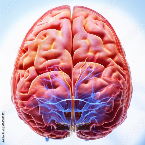 Detailed Close-Up of the Human Brain Highlighting the Cerebral Cortex and Sulci