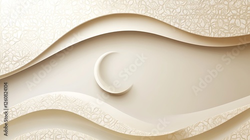 Elegant Crescent Moon Design with Abstract Wave Background