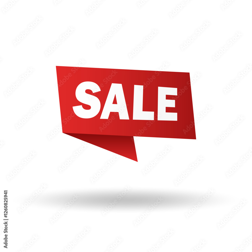 Fototapeta premium Red ribbon vector banner with the word 
