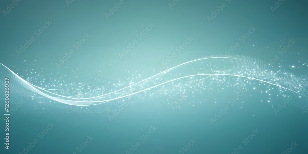 Abstract Teal Background with Sparkling Light Waves and Glowing Particles Abstract Teal Background with Sparkling Light Waves and Glowing Particles