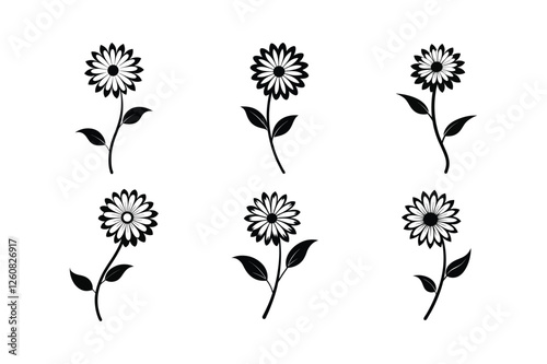 Daisy (Bellis perennis) silhouette vector illustration