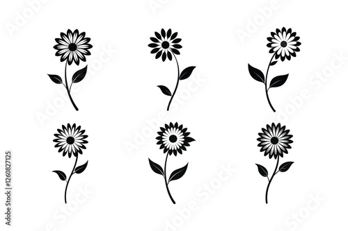 Daisy (Bellis perennis) silhouette vector illustration
