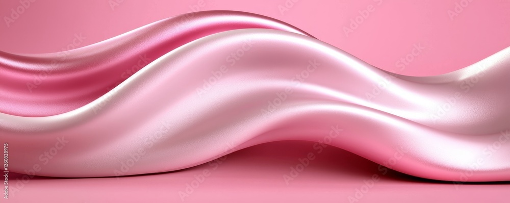 Fototapeta premium A smooth, flowing fabric in soft pink tones, creating a gentle wave pattern against a pastel backdrop.