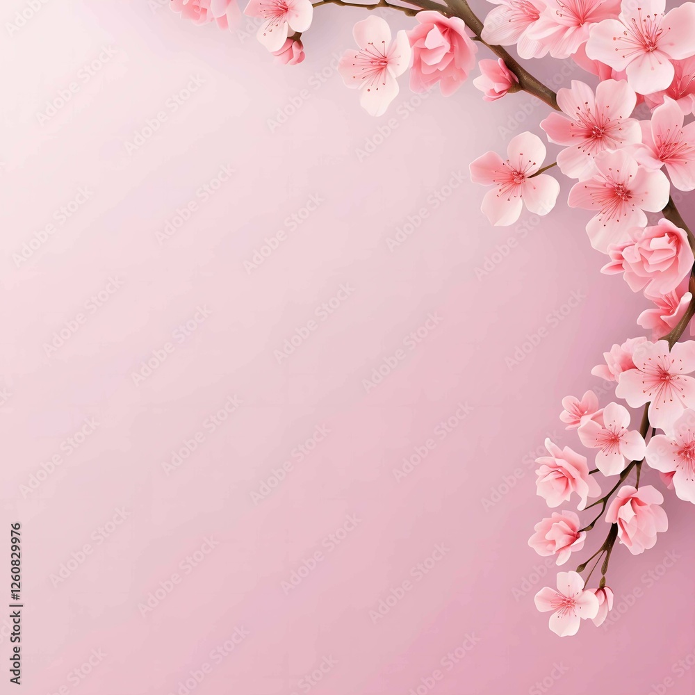 Delicate Pink Cherry Blossoms Branch on Soft Background Delicate Pink Cherry Blossoms Branch on Soft Background
