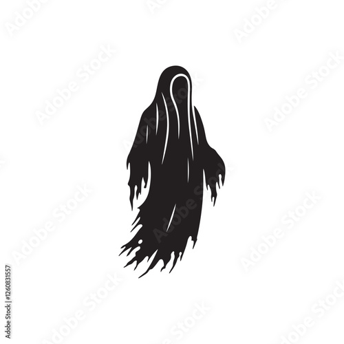Ghostly wraith with tattered robes silhouette