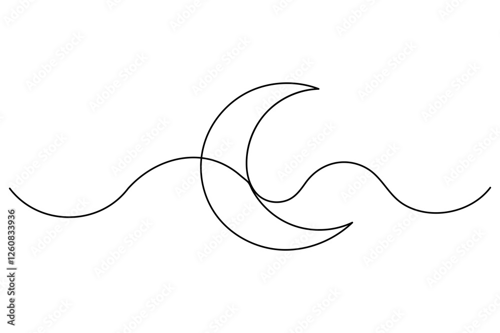 Crescent moon continuous single line drawing art of isolated outline vector illustration
Crescent moon continuous single line drawing art of isolated outline vector illustration