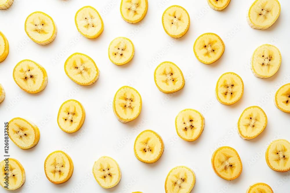 Pattern of sliced bananas on white background Pattern of sliced bananas on white background