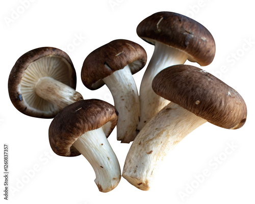Fresh Brown Mushrooms Displayed on a White Background for Culinary and Cooking Purposes with Clipping Path