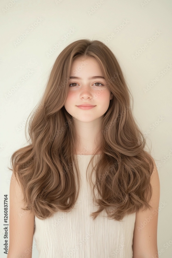 Portrait of a Woman with Natural Waves and a Soft Expression Portrait of a Woman with Natural Waves and a Soft Expression