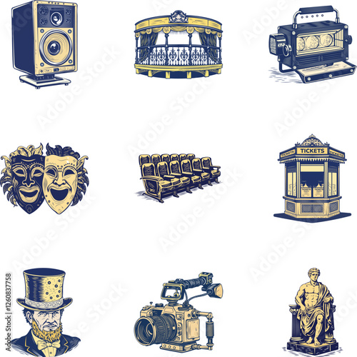 Bundle of Vintage Cinema and Theatre Icons

