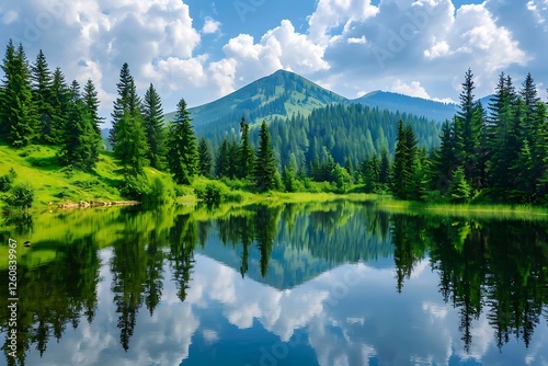 Mountain lake in the Carpathian mountains.