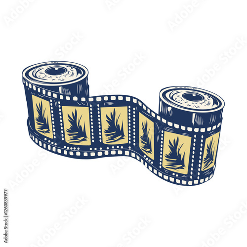 A vintage style icon of an filmstrip