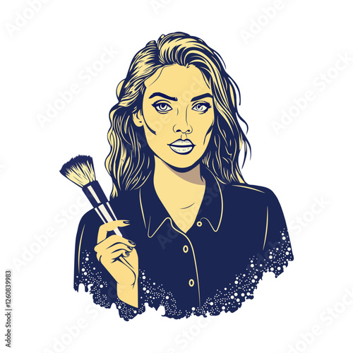 Makeup artist icon in vintage style