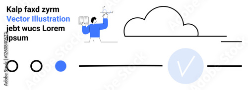 Engineer holding a circuit board and pointing at diagrams, representing cloud technology and data storage through abstract interface elements. Ideal for technology, engineering, data storage, cloud