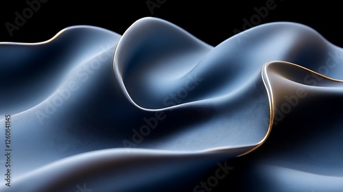 Abstract Blue Wave With Golden Accents