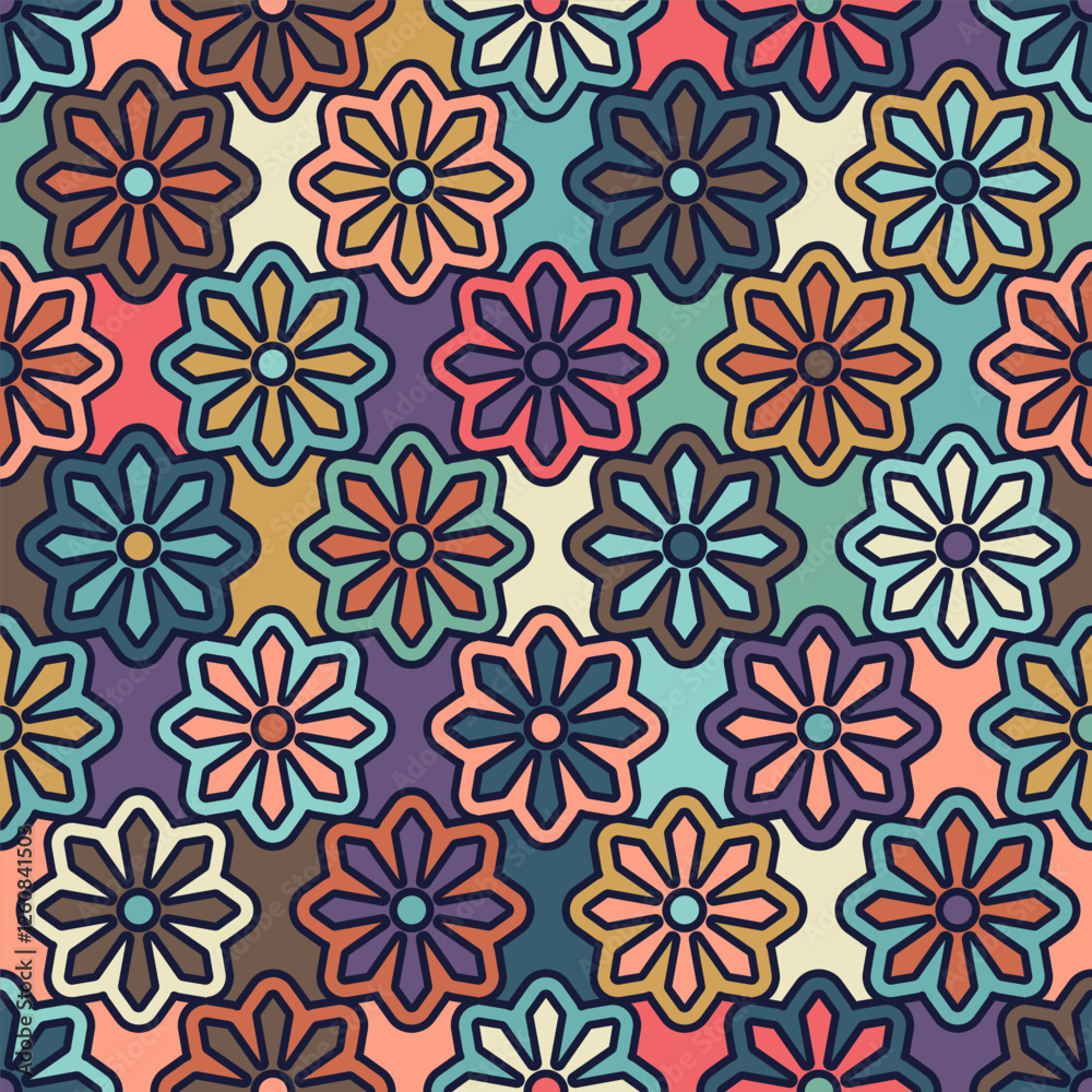 Seamless background. The composition of colorful elements creates a seamless pattern. National ornament. Idea for textiles, textures, prints, wallpapers, clothes and interior, Idea for creative design Seamless background. The composition of colorful elements creates a seamless pattern. National ornament. Idea for textiles, textures, prints, wallpapers, clothes and interior, Idea for creative design