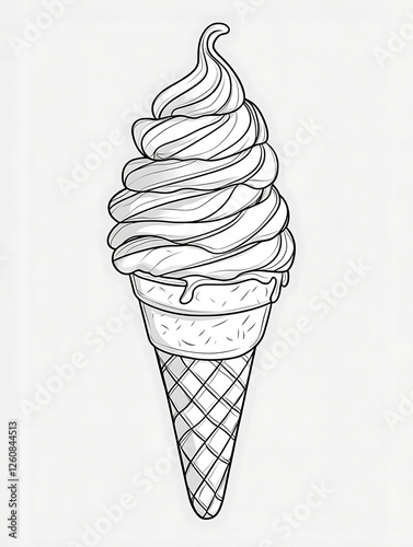ce cream cone coloring page for children with simple design