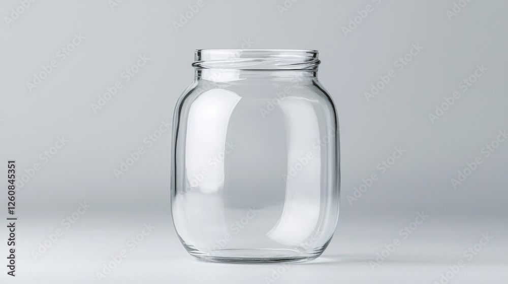 Empty Glass Jar Against Gray Background Empty Glass Jar Against Gray Background