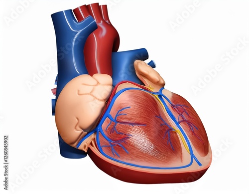 Cross-Section of the Human Heart Showing Coronary Arteries and Ventricles
