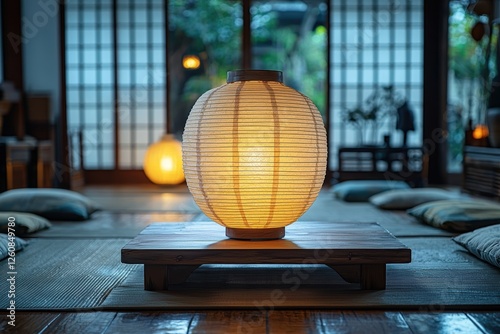 Japanese-inspired dining room with wooden decor tranquil atmosphere interior design cozy environment intimate viewpoint serenity