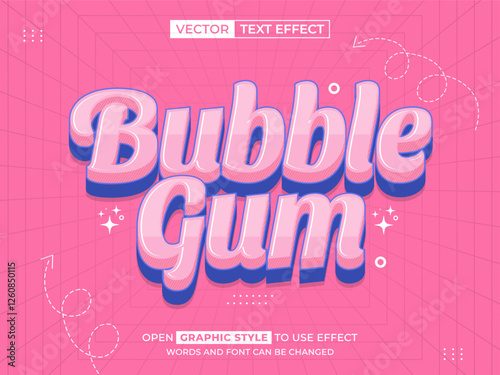 bubblegum editable text, font effect, 3d text for title