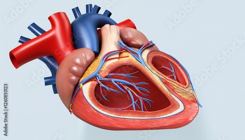 Cross-Section of the Human Heart Showing Coronary Arteries and Ventricles