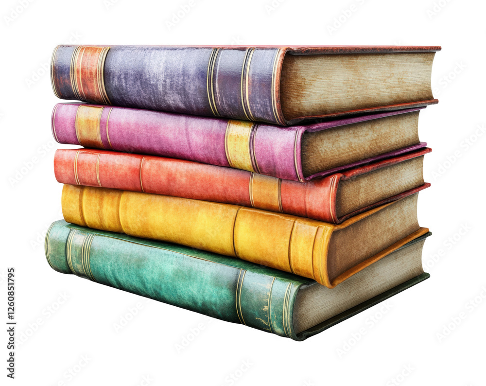 Books stacked on shelf home library isolated on transparent background, png Books stacked on shelf home library isolated on transparent background, png