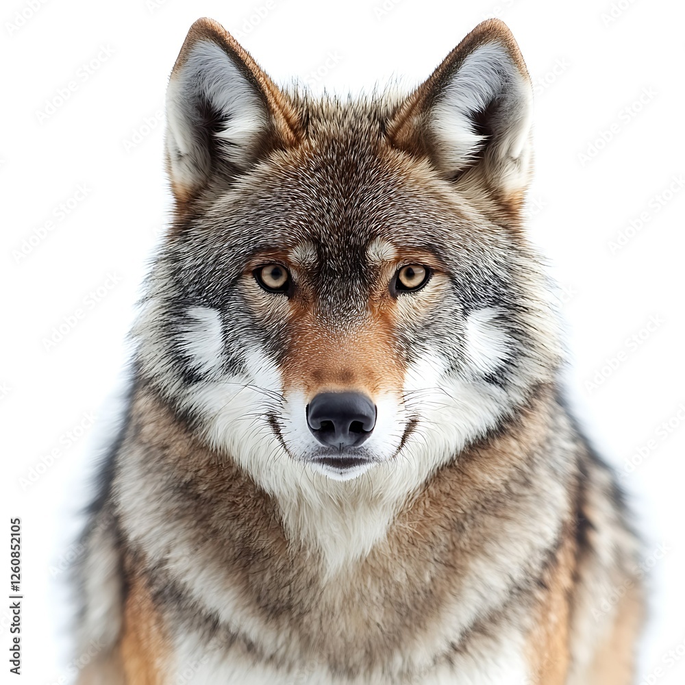 Majestic red wolf portrait, winter scene. Wildlife, nature, conservation poster Majestic red wolf portrait, winter scene. Wildlife, nature, conservation poster