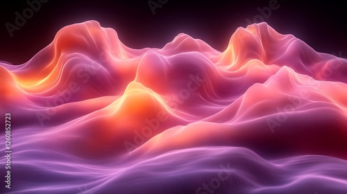 Abstract Pink and Orange Wave Landscape